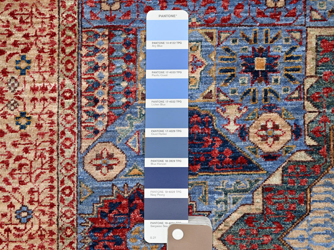 6'1" x 9'0" New Hand Knotted Blue Wool Rectangle Oriental Rug - MOA10286743