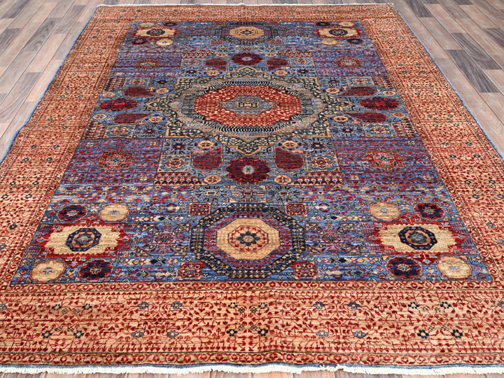 6'0" x 8'7" New Hand Knotted Blue Wool Rectangle Oriental Rug - MOA10286744