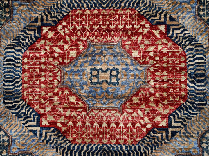 6'0" x 8'7" New Hand Knotted Blue Wool Rectangle Oriental Rug - MOA10286744