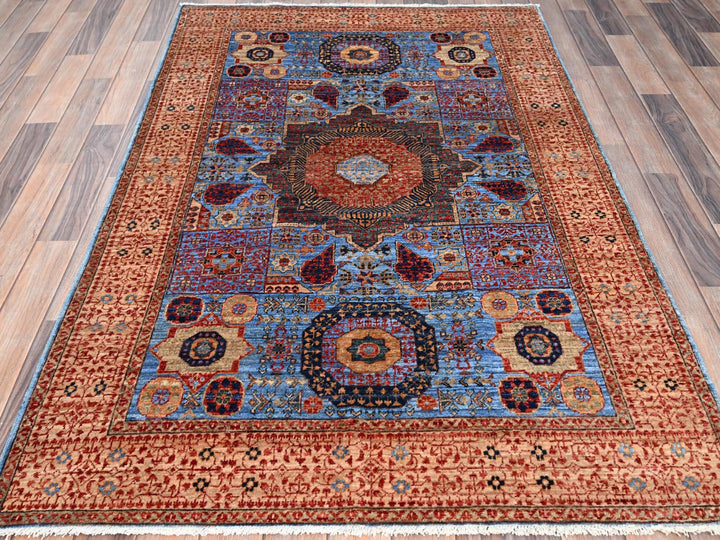 4'0" x 6'5" New Hand Knotted Blue Wool Rectangle Oriental Rug - MOA10286746