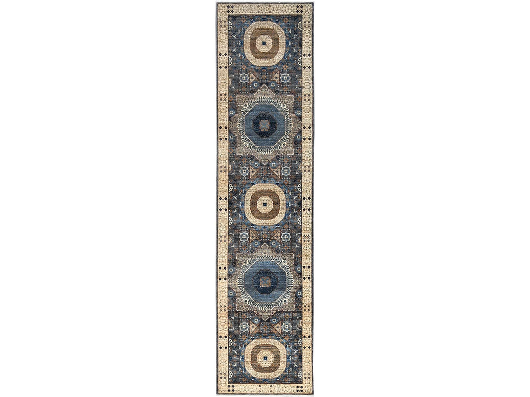 2'5" x 9'10" New Hand Knotted Grey Wool Runner Oriental Rug - MOA10286749