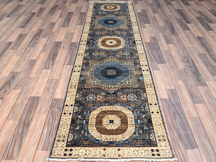 2'5" x 9'10" New Hand Knotted Grey Wool Runner Oriental Rug - MOA10286749