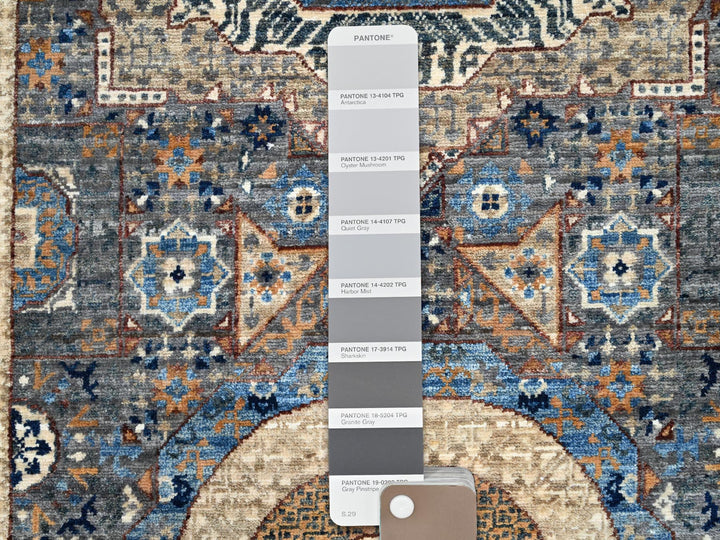 2'5" x 9'10" New Hand Knotted Grey Wool Runner Oriental Rug - MOA10286749