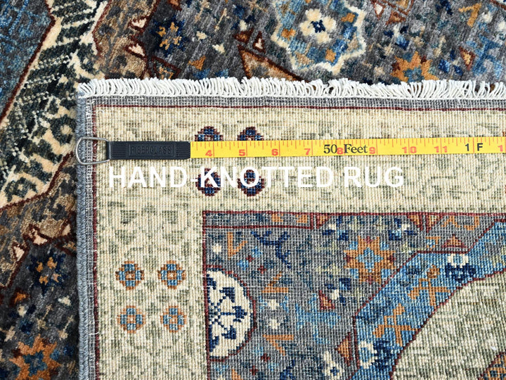 2'5" x 9'10" New Hand Knotted Grey Wool Runner Oriental Rug - MOA10286749
