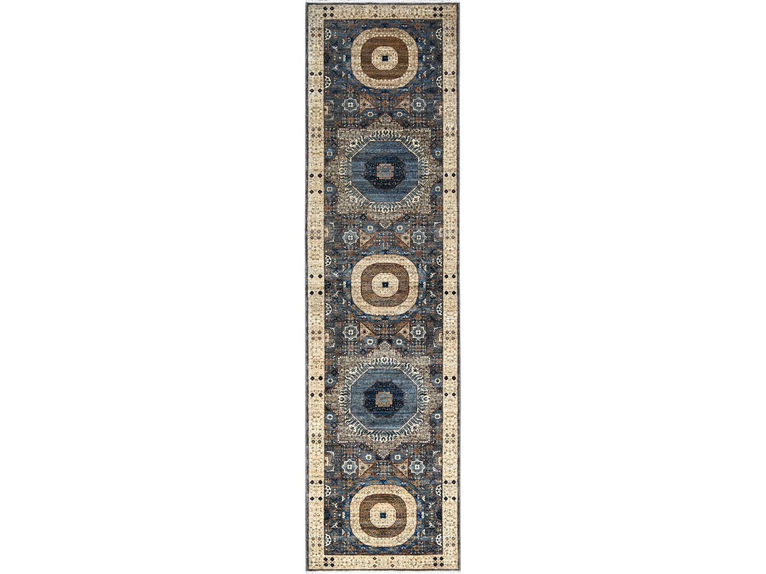 2'8" x 9'10" New Hand Knotted Grey Wool Runner Oriental Rug - MOA10286752
