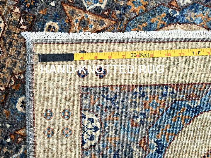 2'8" x 9'10" New Hand Knotted Grey Wool Runner Oriental Rug - MOA10286752