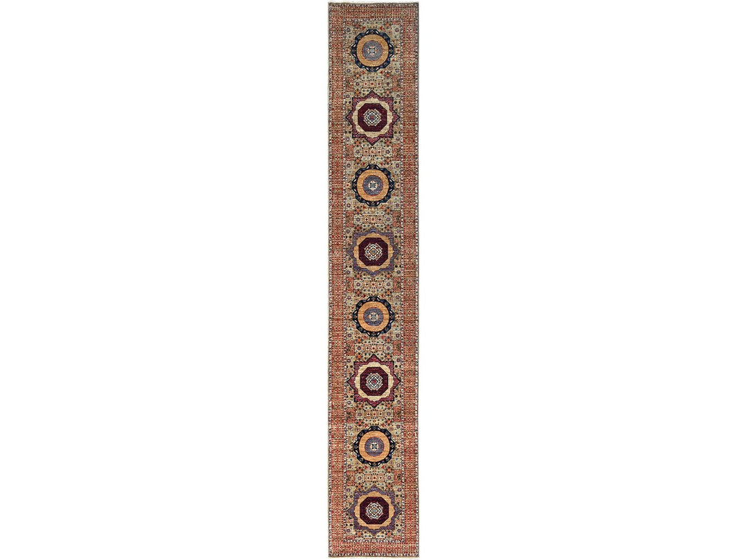 2'7" x 15'10" New Hand Knotted Brown Wool Runner Oriental Rug - MOA10286756