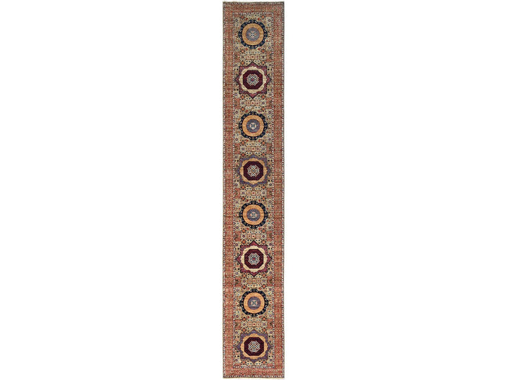 2'7" x 15'10" New Hand Knotted Brown Wool Runner Oriental Rug - MOA10286756