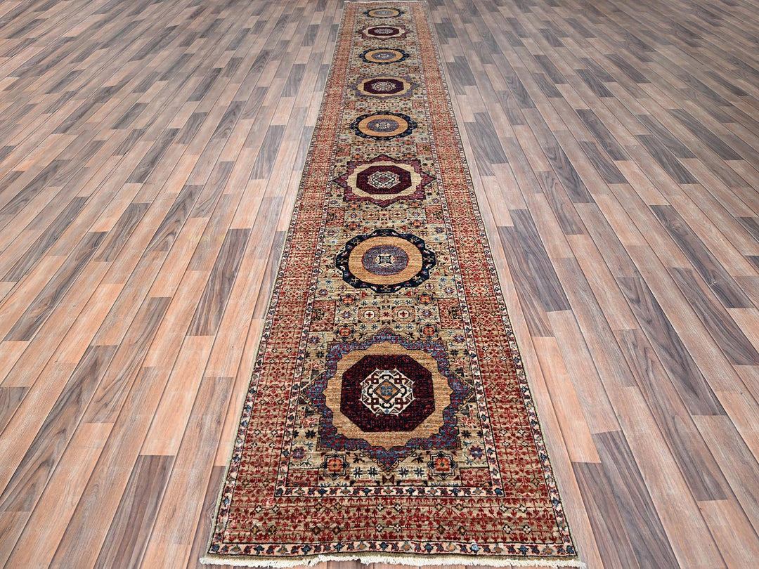 2'7" x 15'10" New Hand Knotted Brown Wool Runner Oriental Rug - MOA10286756