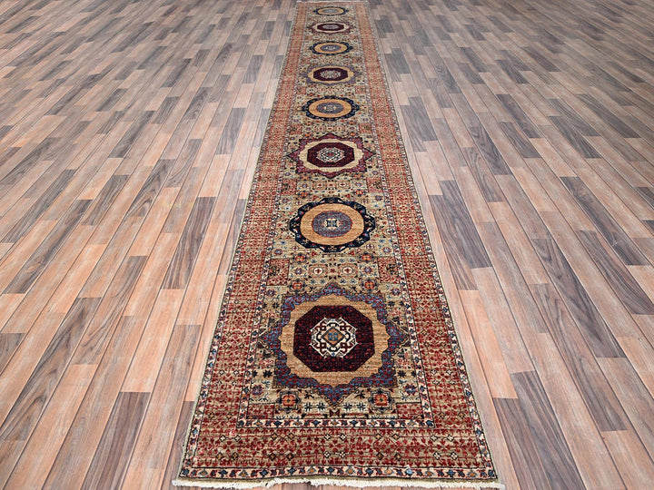 2'7" x 15'10" New Hand Knotted Brown Wool Runner Oriental Rug - MOA10286756