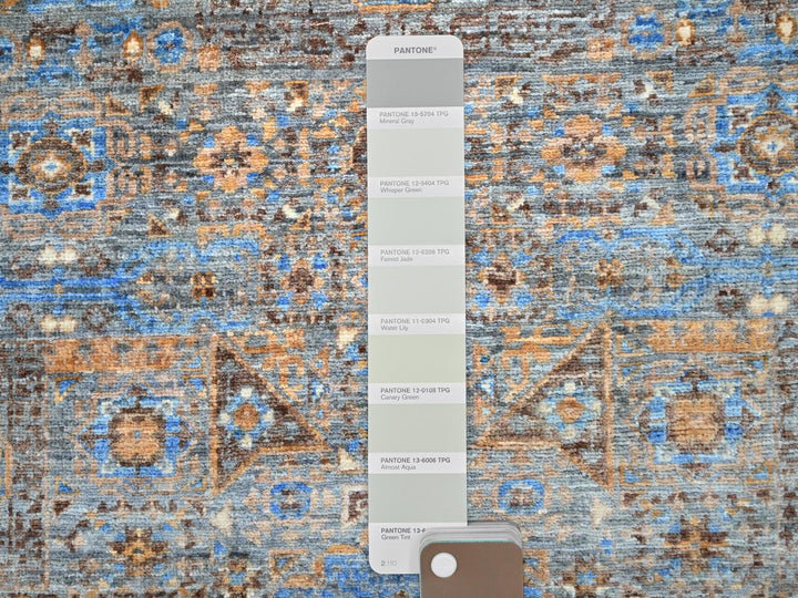 2'9" x 9'10" New Hand Knotted Grey Wool Runner Oriental Rug - MOA10286758