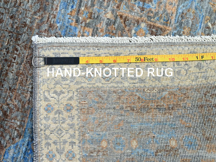 2'9" x 9'10" New Hand Knotted Grey Wool Runner Oriental Rug - MOA10286758