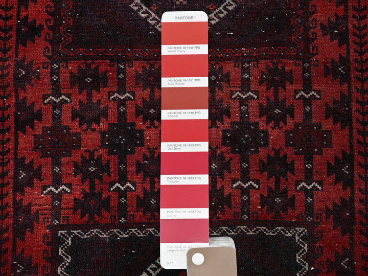 3'5" x 1'6" Vintage Hand Knotted Red Wool Runner Oriental Rug - MOA102867