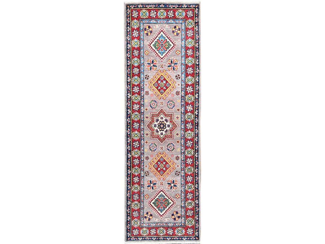 2'0" x 6'5" New Hand Knotted Grey Wool Runner Oriental Rug - MOA10286822