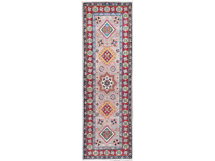 2'0" x 6'5" New Hand Knotted Grey Wool Runner Oriental Rug - MOA10286822