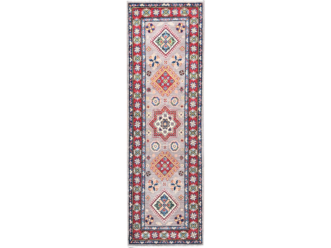 2'0" x 6'3" New Hand Knotted Grey Wool Runner Oriental Rug - MOA10286823