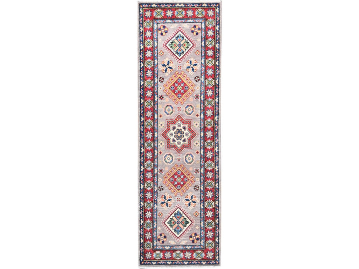 2'0" x 6'3" New Hand Knotted Grey Wool Runner Oriental Rug - MOA10286823