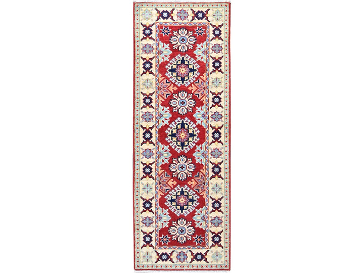 2'1" x 6'0" New Hand Knotted Red Wool Runner Oriental Rug - MOA10286830