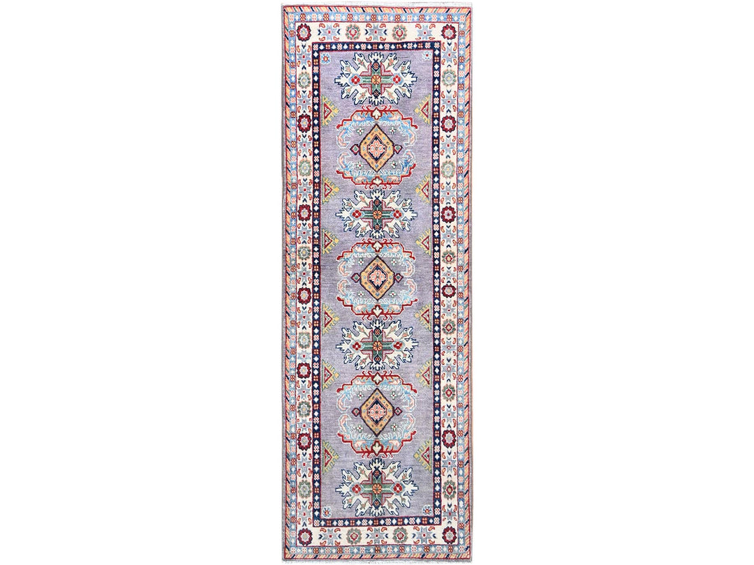 2'9" x 7'10" New Hand Knotted Grey Wool Runner Oriental Rug - MOA10286839