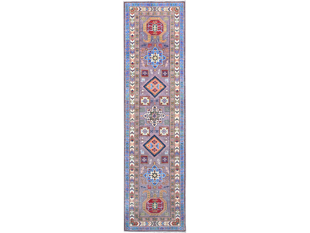 2'8" x 9'11" New Hand Knotted Grey Wool Runner Oriental Rug - MOA10286851