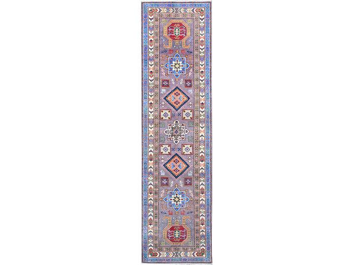 2'8" x 9'11" New Hand Knotted Grey Wool Runner Oriental Rug - MOA10286851