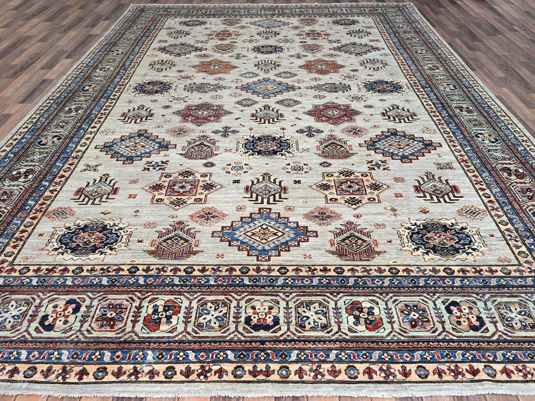 9'11" x 13'8" New Hand Knotted Grey Wool Rectangle Oriental Rug - MOA10286886