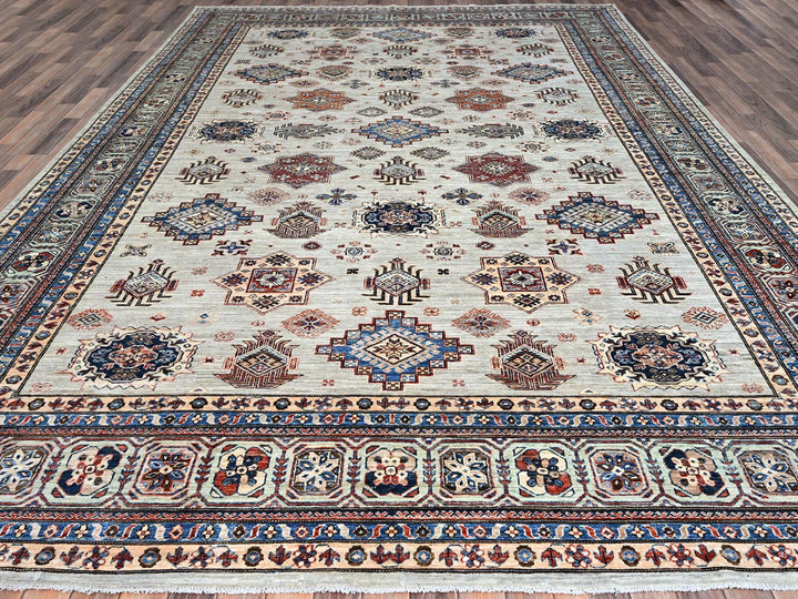 9'11" x 13'8" New Hand Knotted Grey Wool Rectangle Oriental Rug - MOA10286886