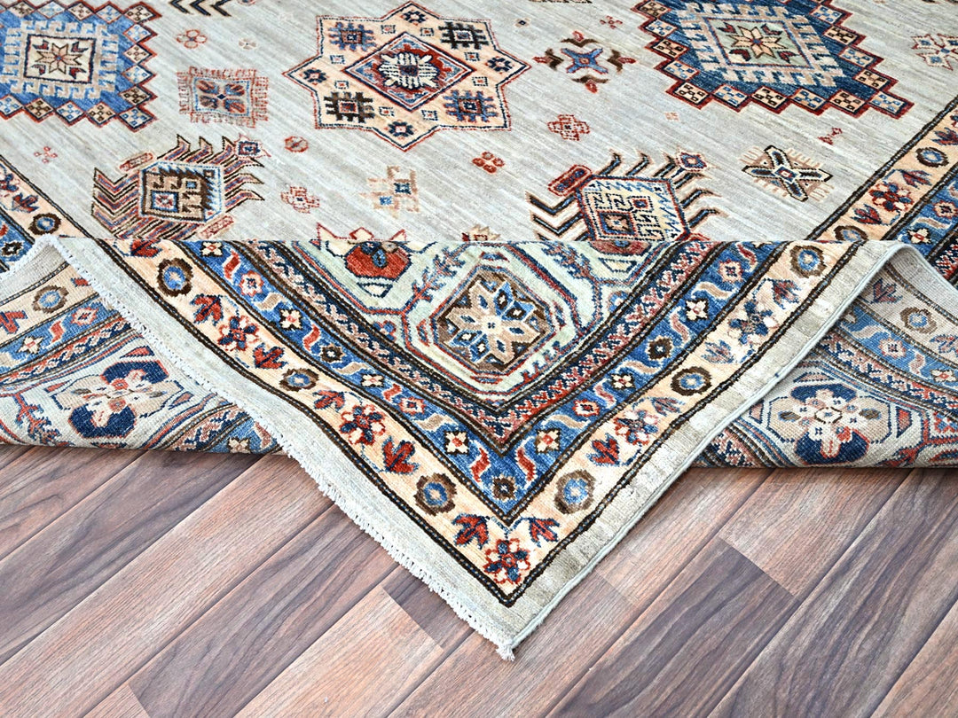 9'11" x 13'8" New Hand Knotted Grey Wool Rectangle Oriental Rug - MOA10286886