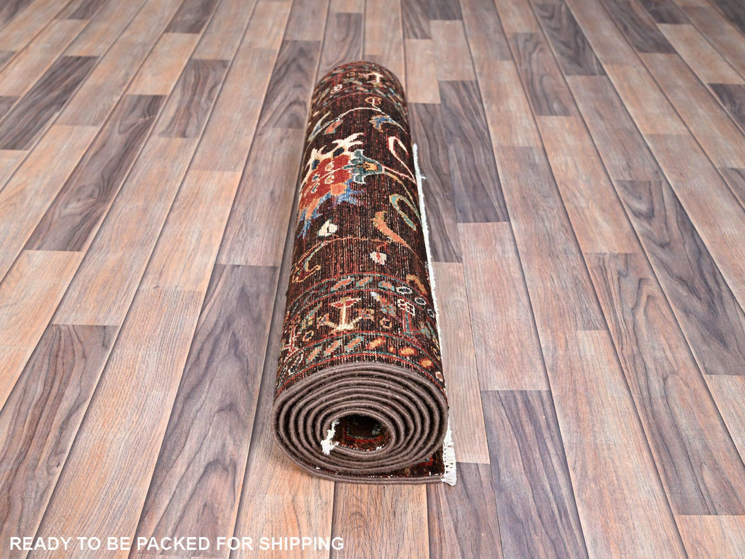 2'8" x 8'6" New Hand Knotted Brown Wool Runner Oriental Rug - MOA10286895
