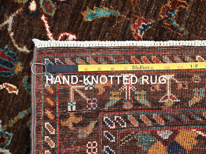 2'8" x 8'6" New Hand Knotted Brown Wool Runner Oriental Rug - MOA10286895