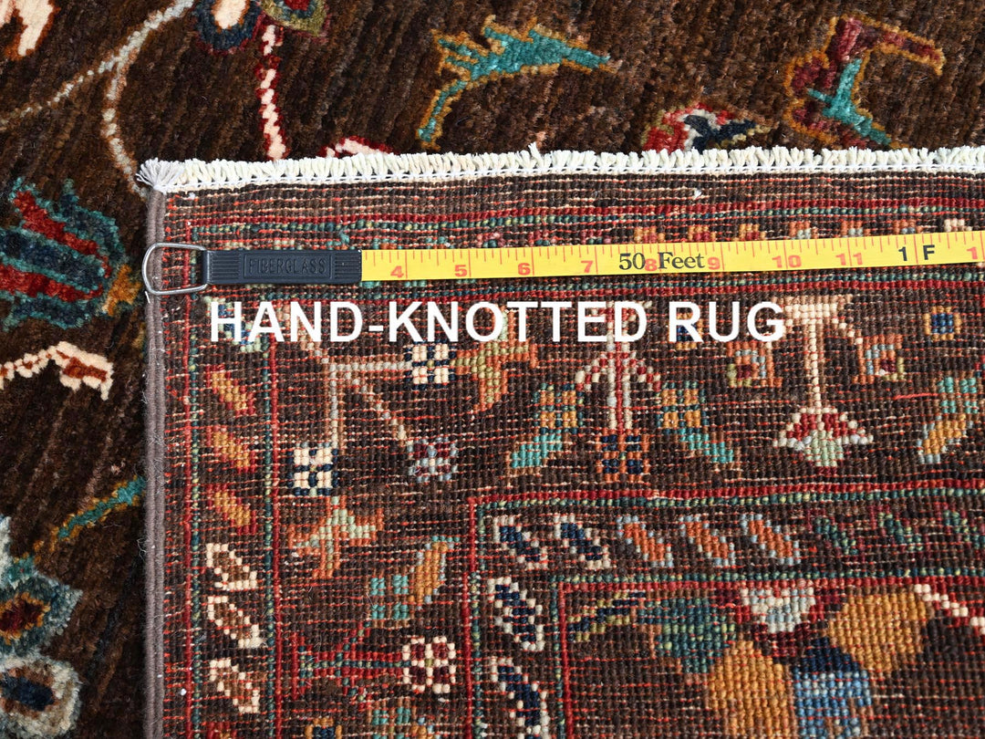 2'8" x 8'5" New Hand Knotted Brown Wool Runner Oriental Rug - MOA10286897