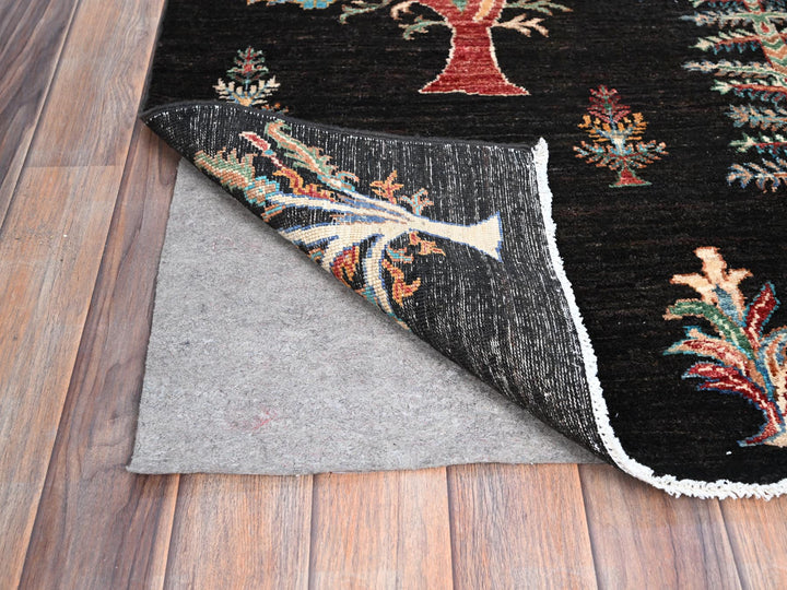 2'7" x 8'0" New Hand Knotted Black Wool Runner Oriental Rug - MOA10286898
