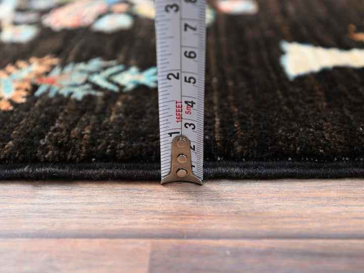 2'7" x 8'0" New Hand Knotted Black Wool Runner Oriental Rug - MOA10286898