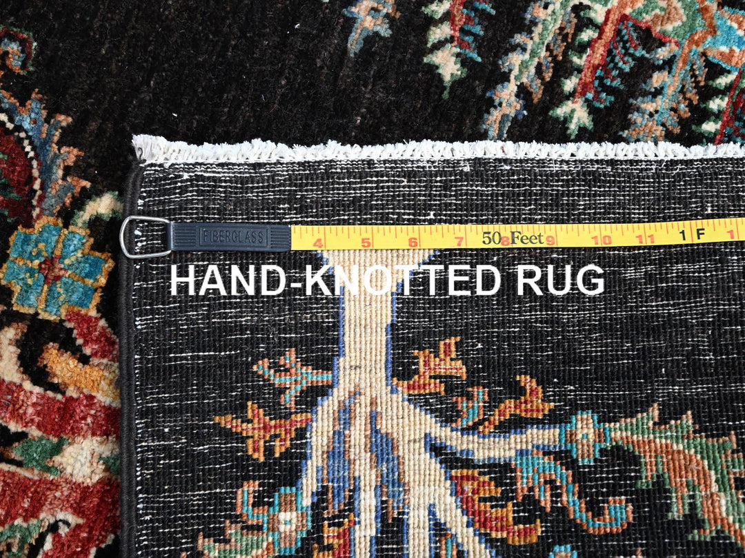 2'7" x 8'0" New Hand Knotted Black Wool Runner Oriental Rug - MOA10286898