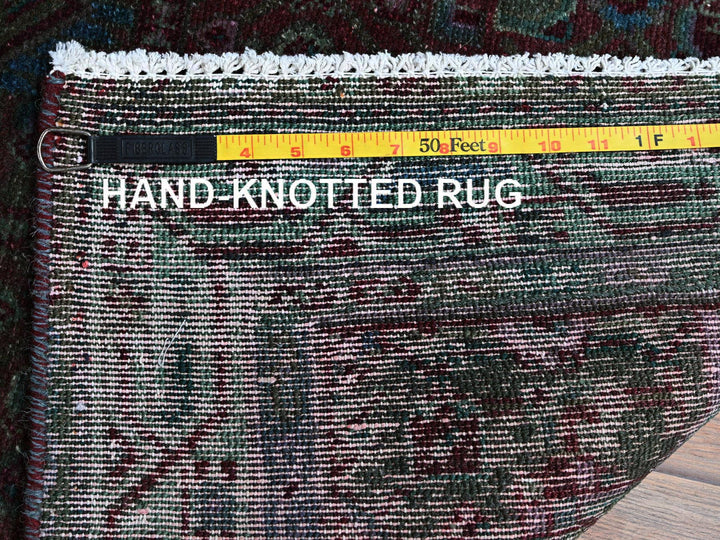 3'2" x 5'1" Vintage Hand Knotted Overdyed Wool Rectangle Oriental Rug - MOA102868