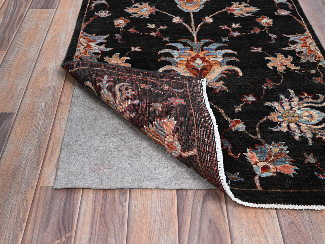 2'5" x 8'3" New Hand Knotted Black Wool Runner Oriental Rug - MOA10286901