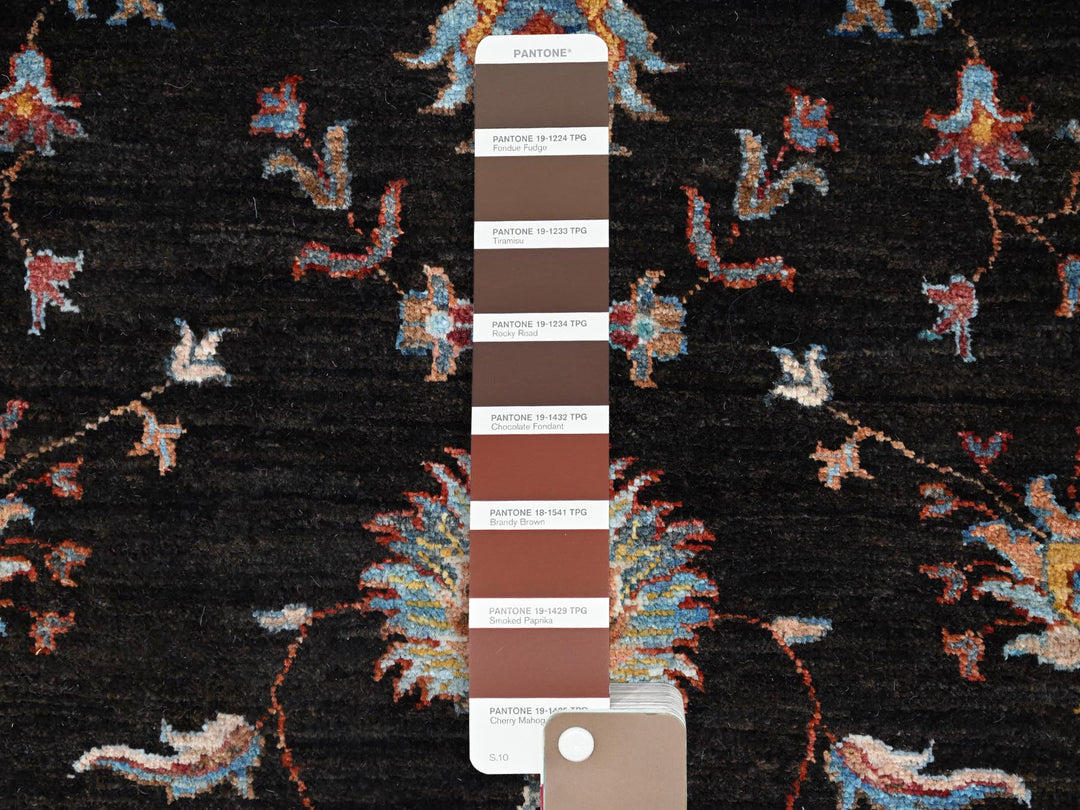 2'5" x 8'3" New Hand Knotted Black Wool Runner Oriental Rug - MOA10286901