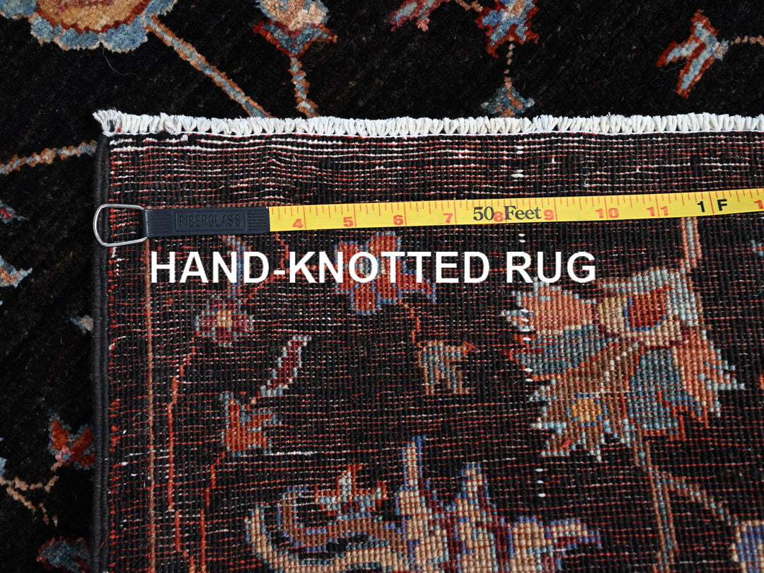 2'5" x 8'3" New Hand Knotted Black Wool Runner Oriental Rug - MOA10286901