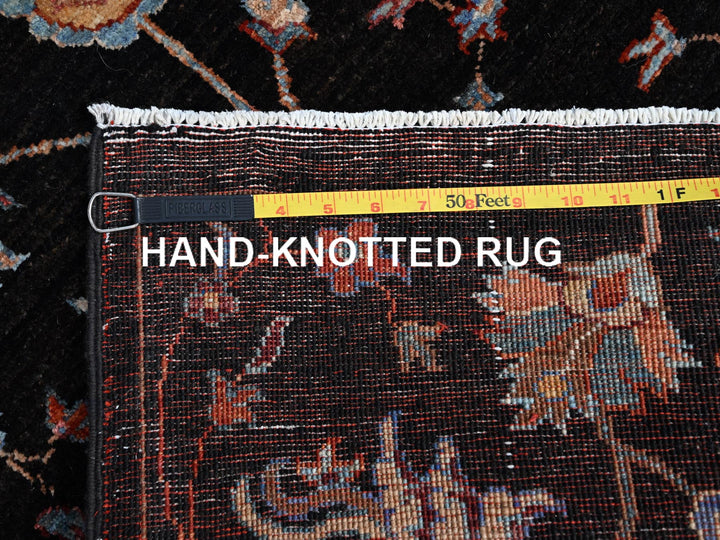 2'5" x 8'3" New Hand Knotted Black Wool Runner Oriental Rug - MOA10286901