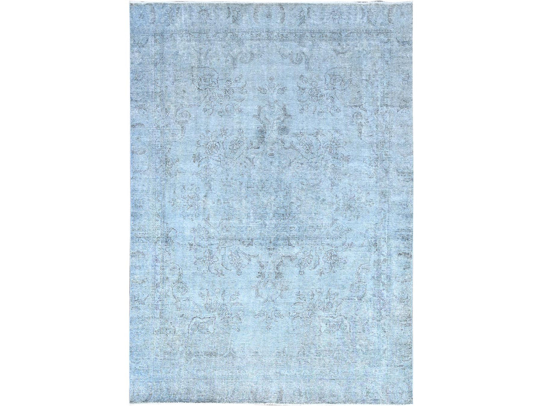 7'10" x 9'9" Vintage Hand Knotted Blue Wool Rectangle Oriental Rug - MOA10286926