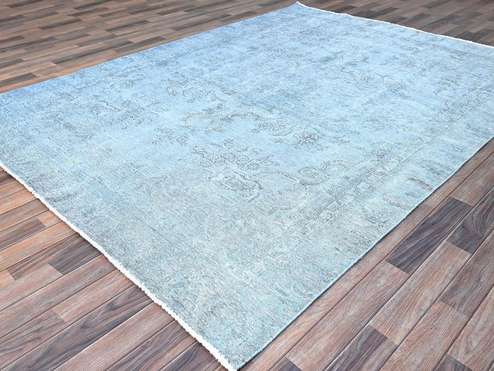 7'10" x 9'9" Vintage Hand Knotted Blue Wool Rectangle Oriental Rug - MOA10286926