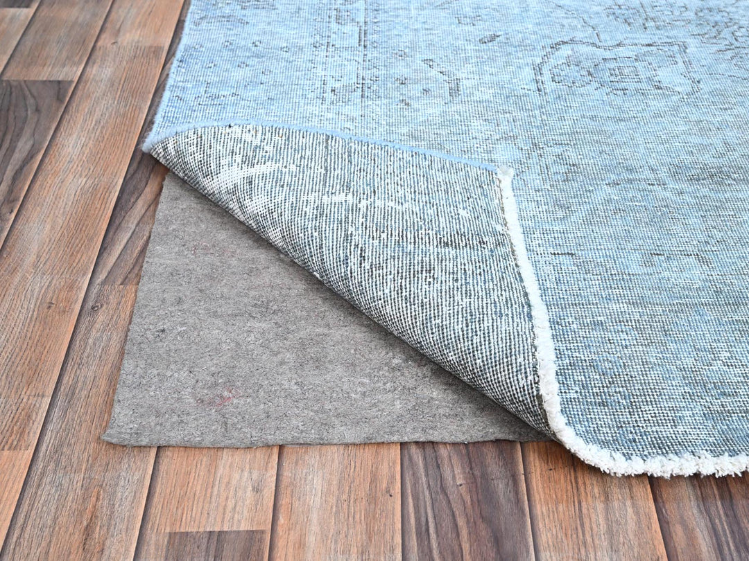 7'10" x 9'9" Vintage Hand Knotted Blue Wool Rectangle Oriental Rug - MOA10286926