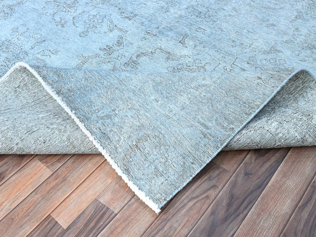 7'10" x 9'9" Vintage Hand Knotted Blue Wool Rectangle Oriental Rug - MOA10286926