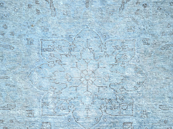 7'10" x 9'9" Vintage Hand Knotted Blue Wool Rectangle Oriental Rug - MOA10286926