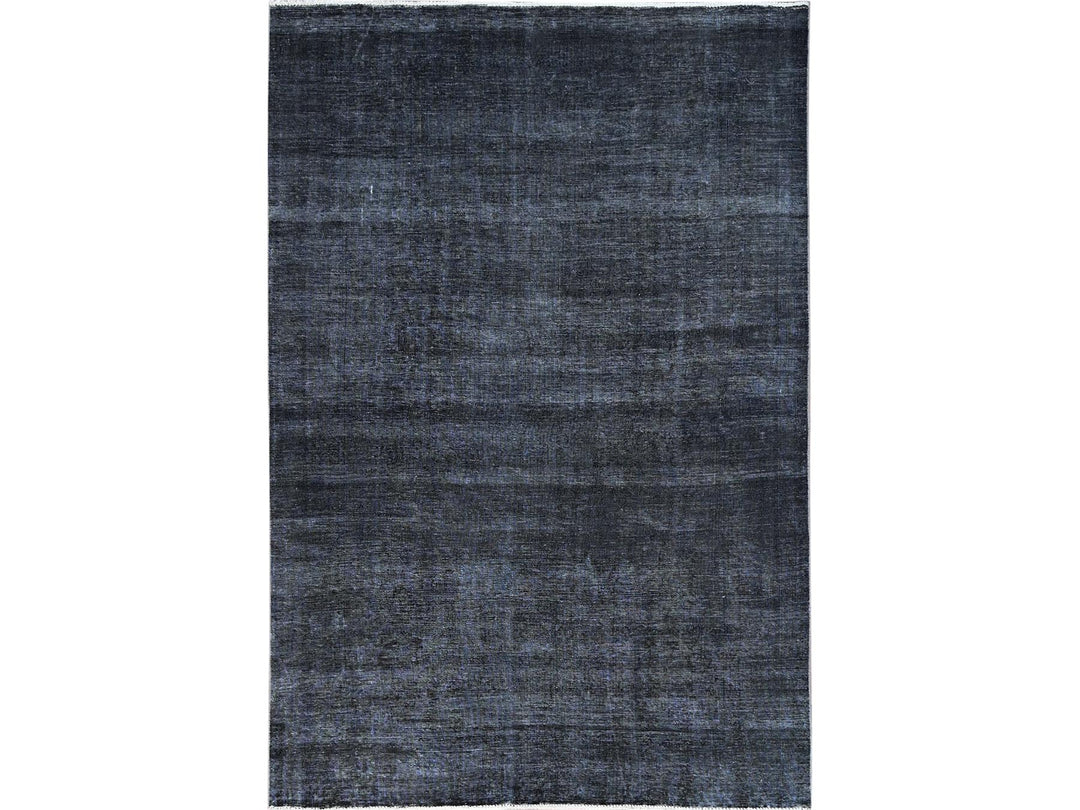 6'3" x 9'3" Vintage Hand Knotted Black Wool Rectangle Oriental Rug - MOA10286927