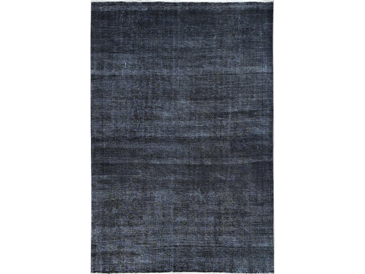 6'3" x 9'3" Vintage Hand Knotted Black Wool Rectangle Oriental Rug - MOA10286927