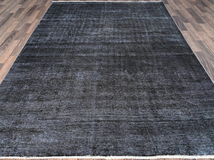 6'3" x 9'3" Vintage Hand Knotted Black Wool Rectangle Oriental Rug - MOA10286927
