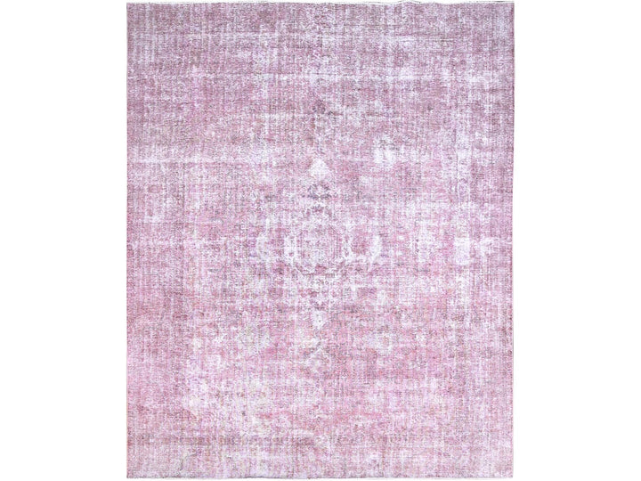 9'8" x 11'10" Vintage Hand Knotted Pink Wool Rectangle Oriental Rug - MOA10286929