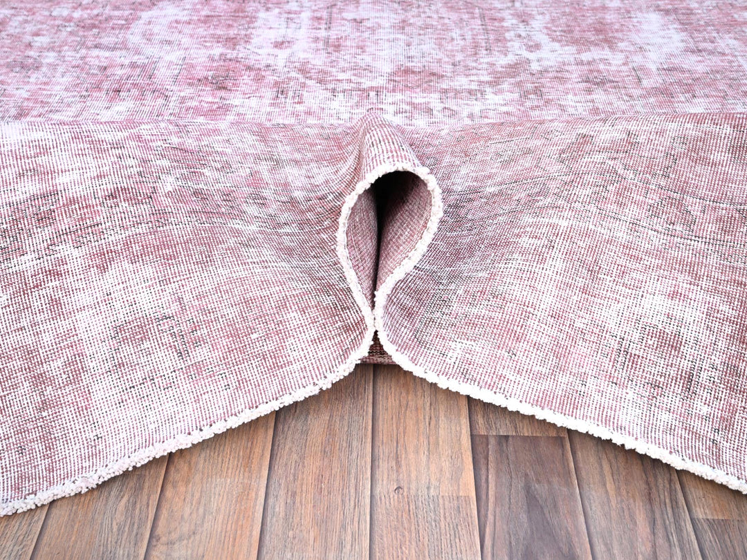 9'8" x 11'10" Vintage Hand Knotted Pink Wool Rectangle Oriental Rug - MOA10286929