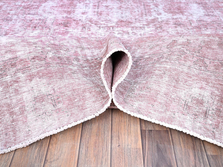 9'8" x 11'10" Vintage Hand Knotted Pink Wool Rectangle Oriental Rug - MOA10286929